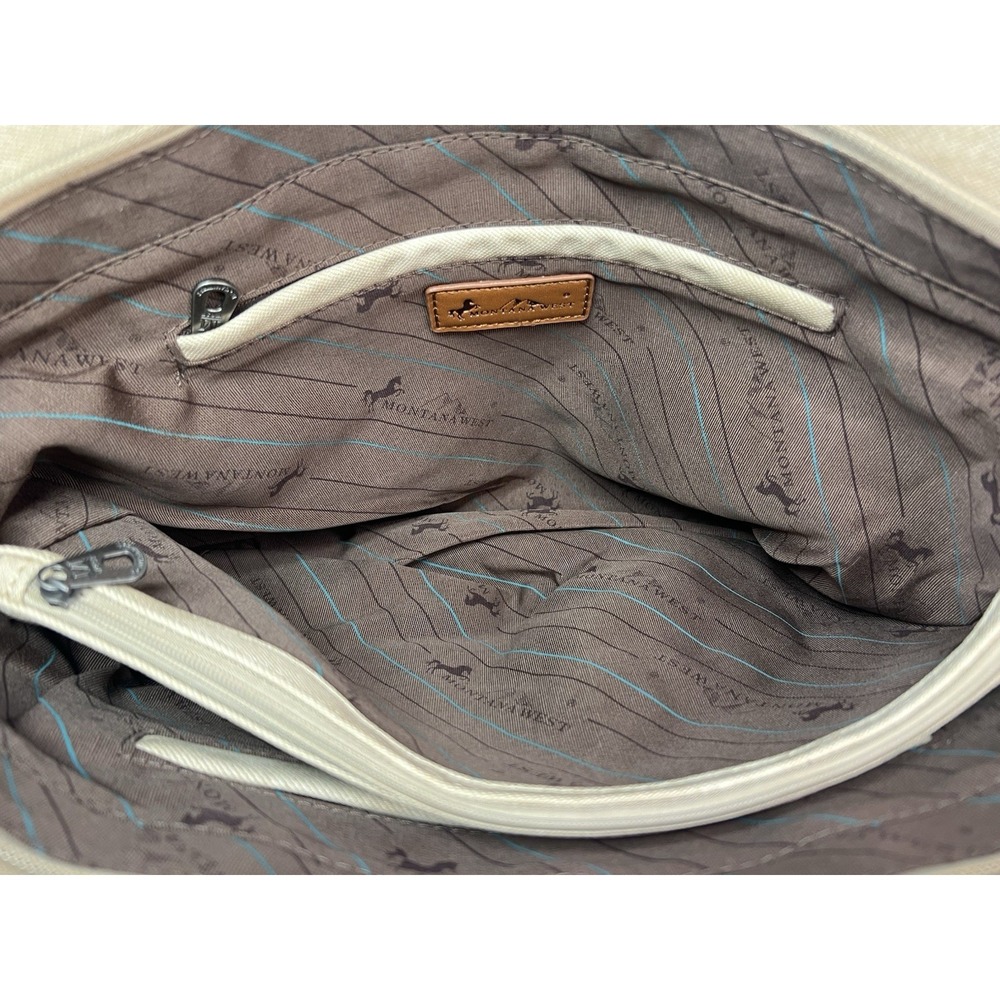 Montana West Tan Western Aztec Print Purse Inner/Outter Ziper Pockets NWT 15" - Picture 9 of 9